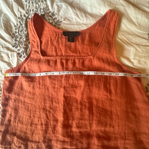 Tahari linen coral top size large - Picture 5 of 6